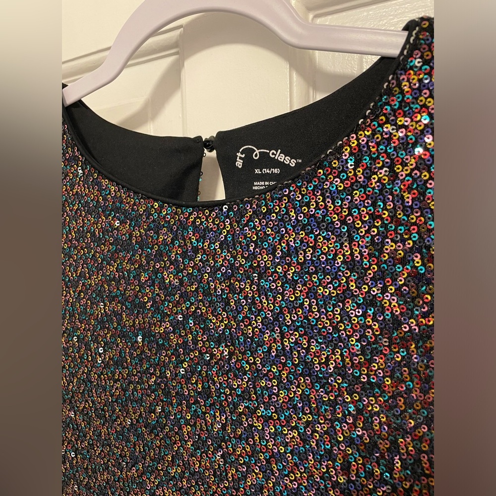 Girls XL 14-16 Art Class Rainbow Sequin Dress